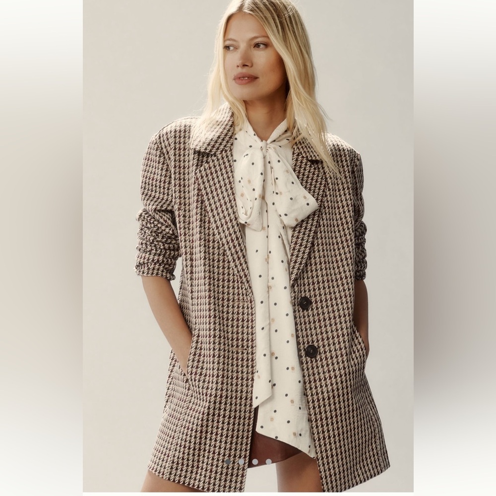 Avec Les Filles Houndstooth Blazer in Black and Brown